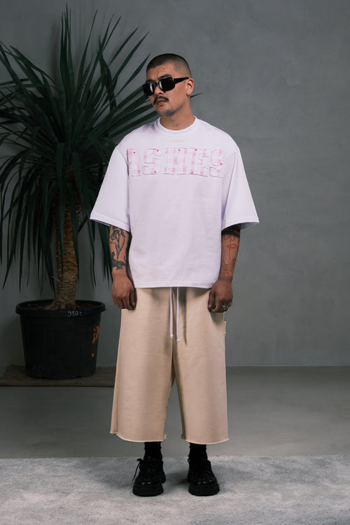 ASHES PLAID TEE — WHITE