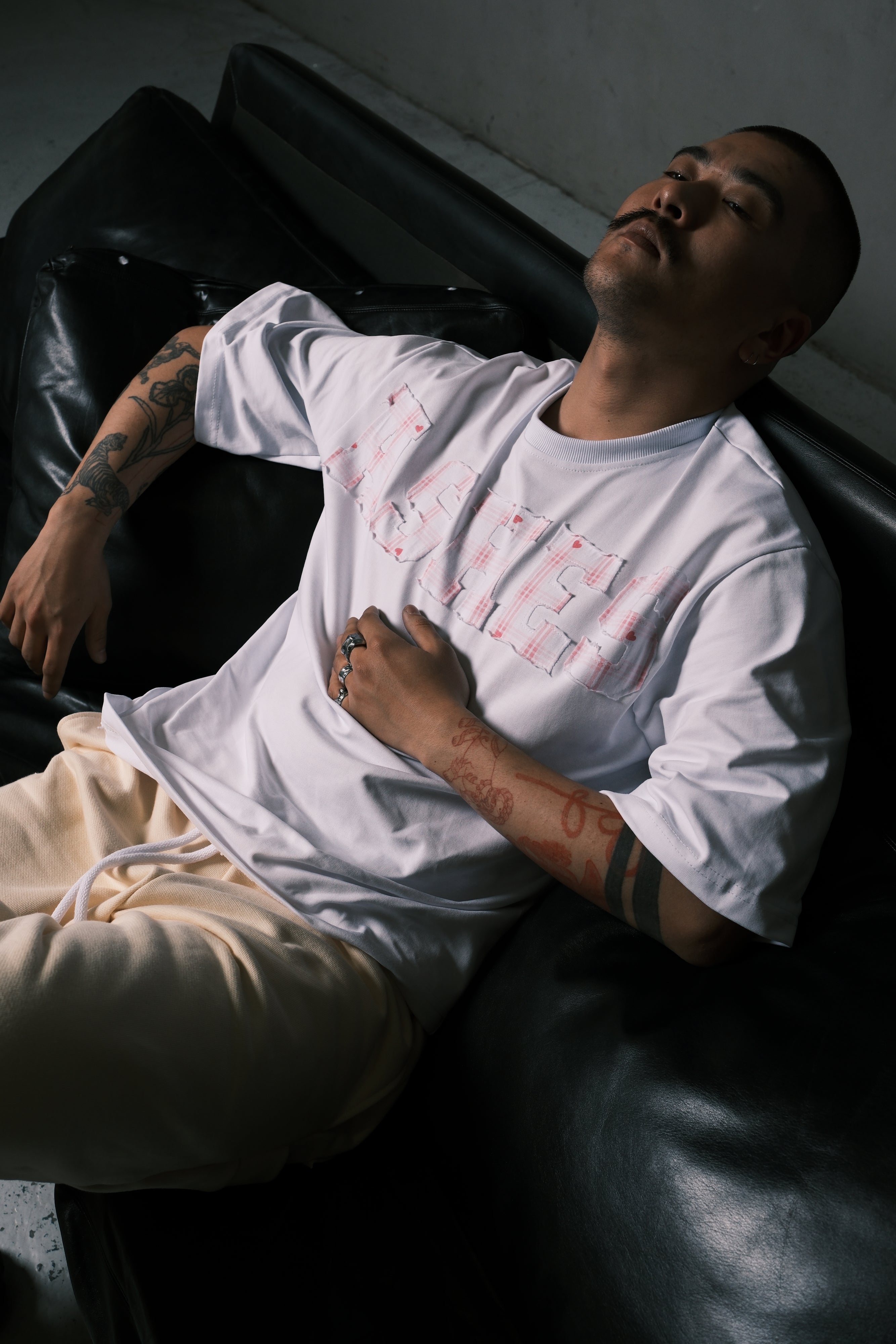 ASHES PLAID TEE — WHITE
