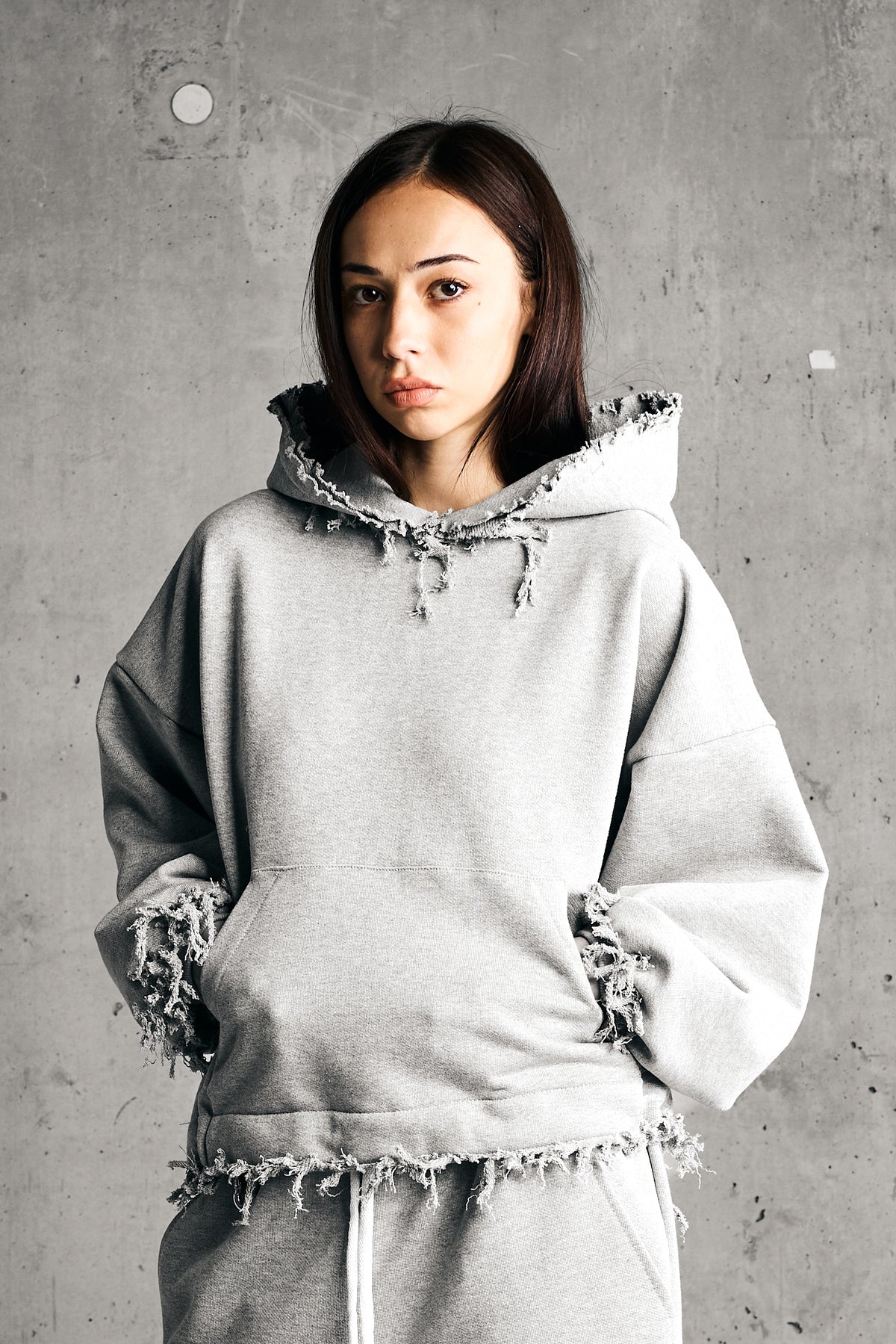 TRACE II HOODIE — GREY MELANGE