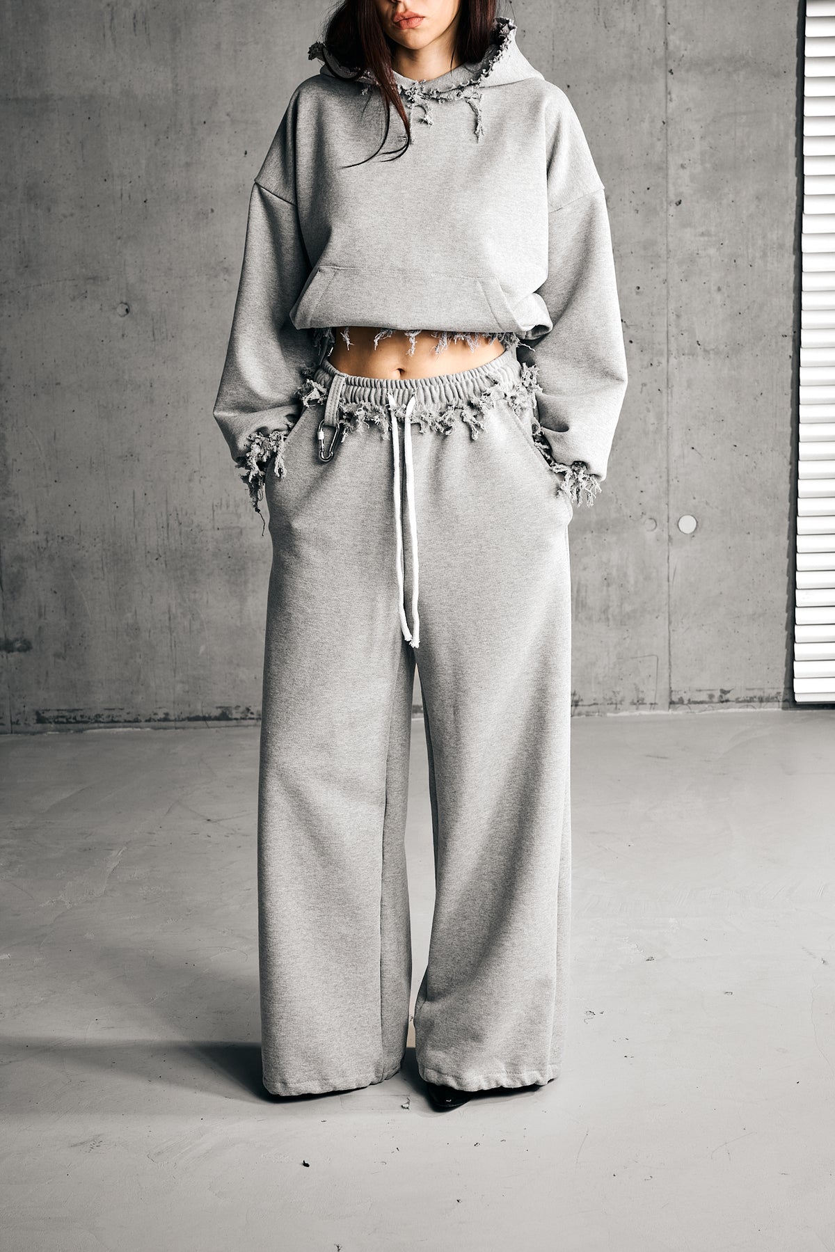 TRACE II HOODIE — GREY MELANGE