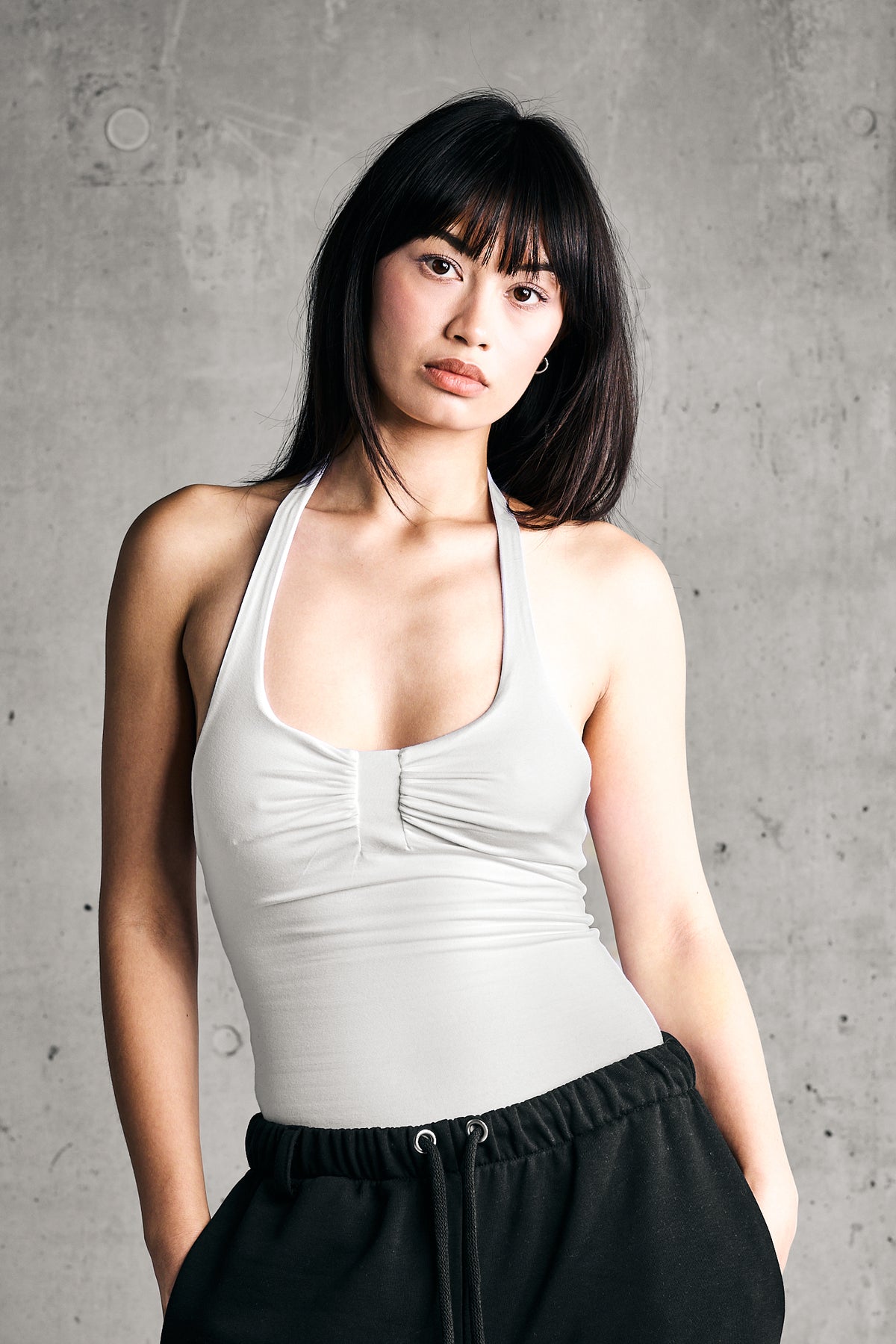 SOFT HALTER BODY — WHITE