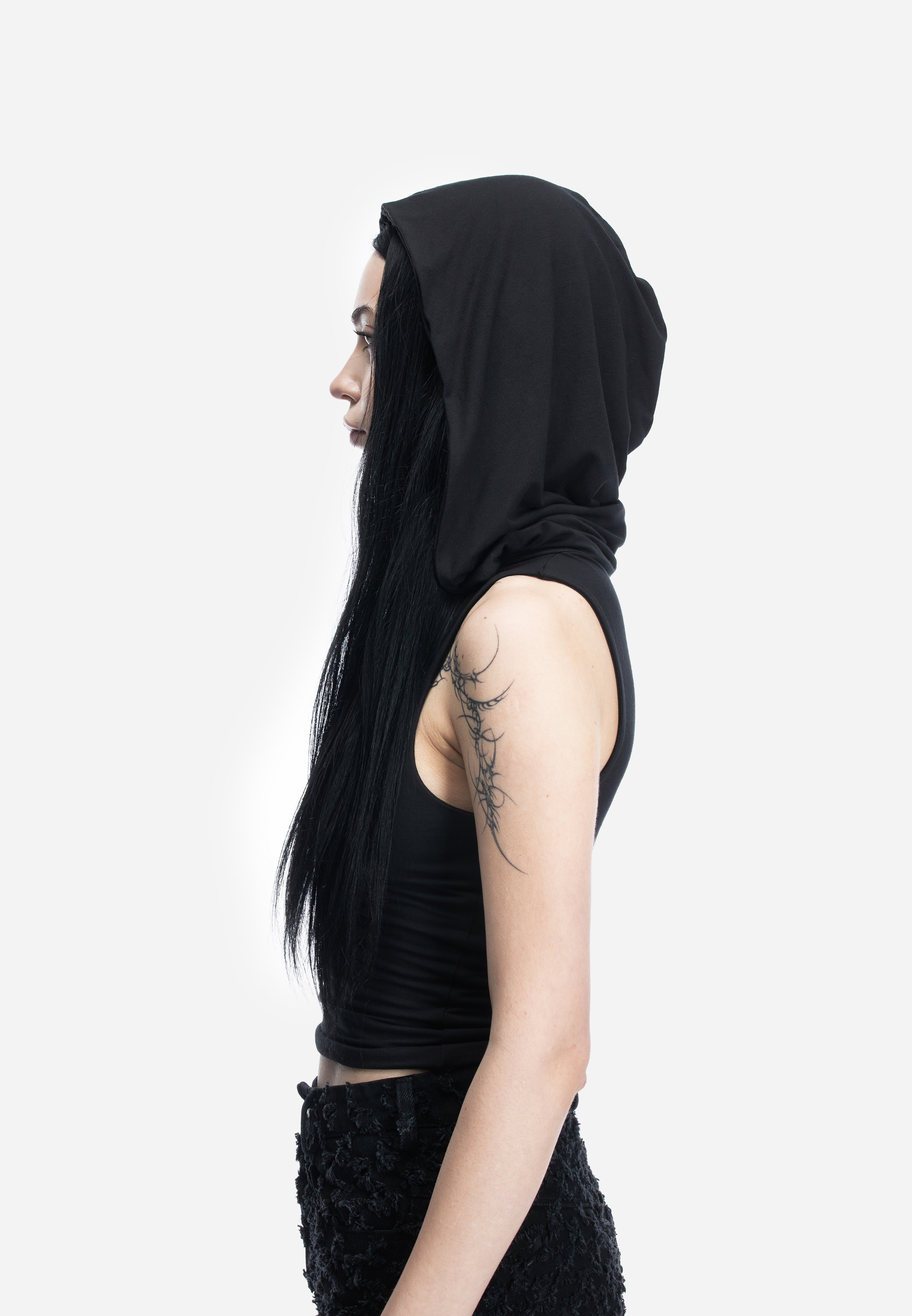 HOODED TANK TOP BLACK