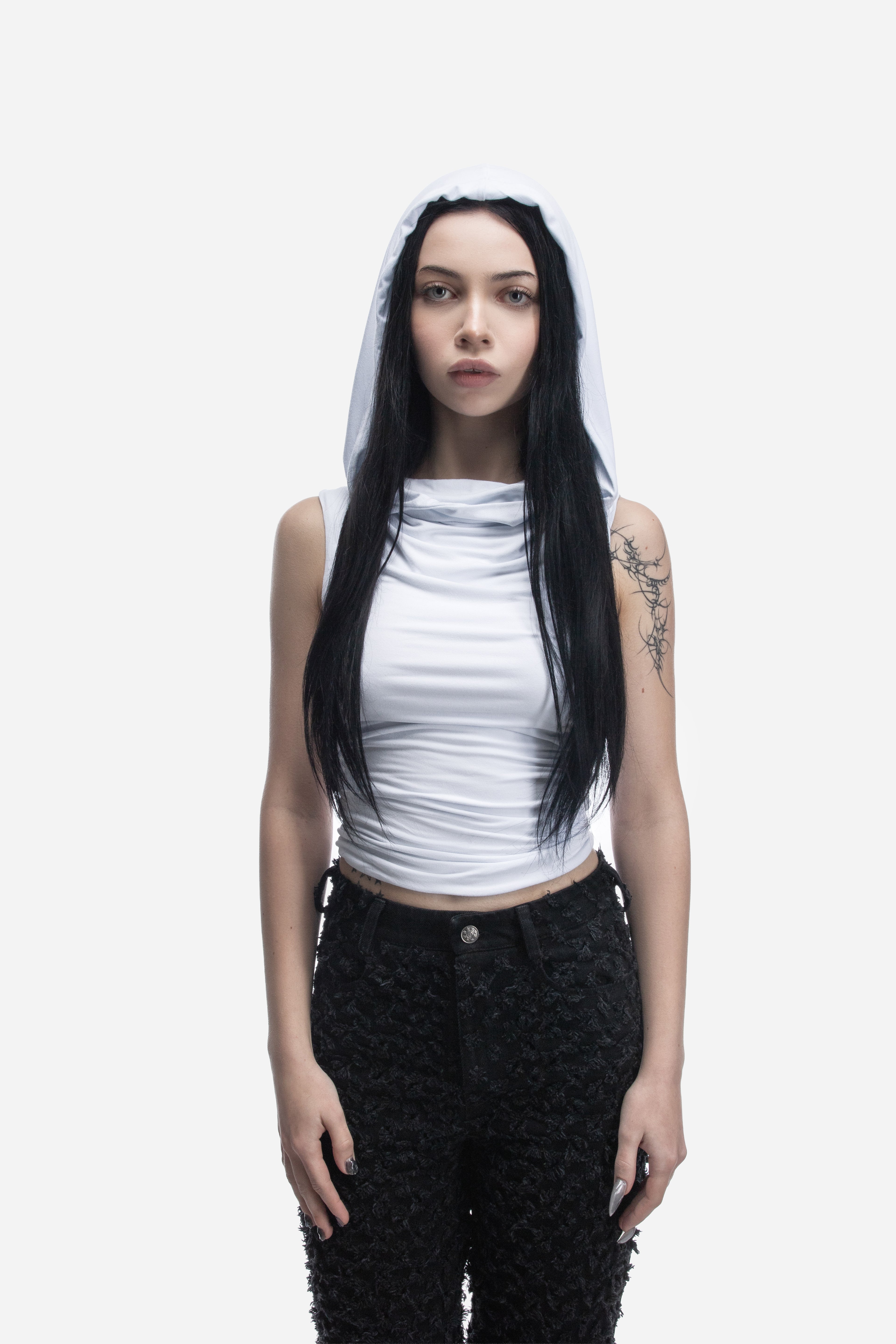 HOODED TANK TOP WHITE