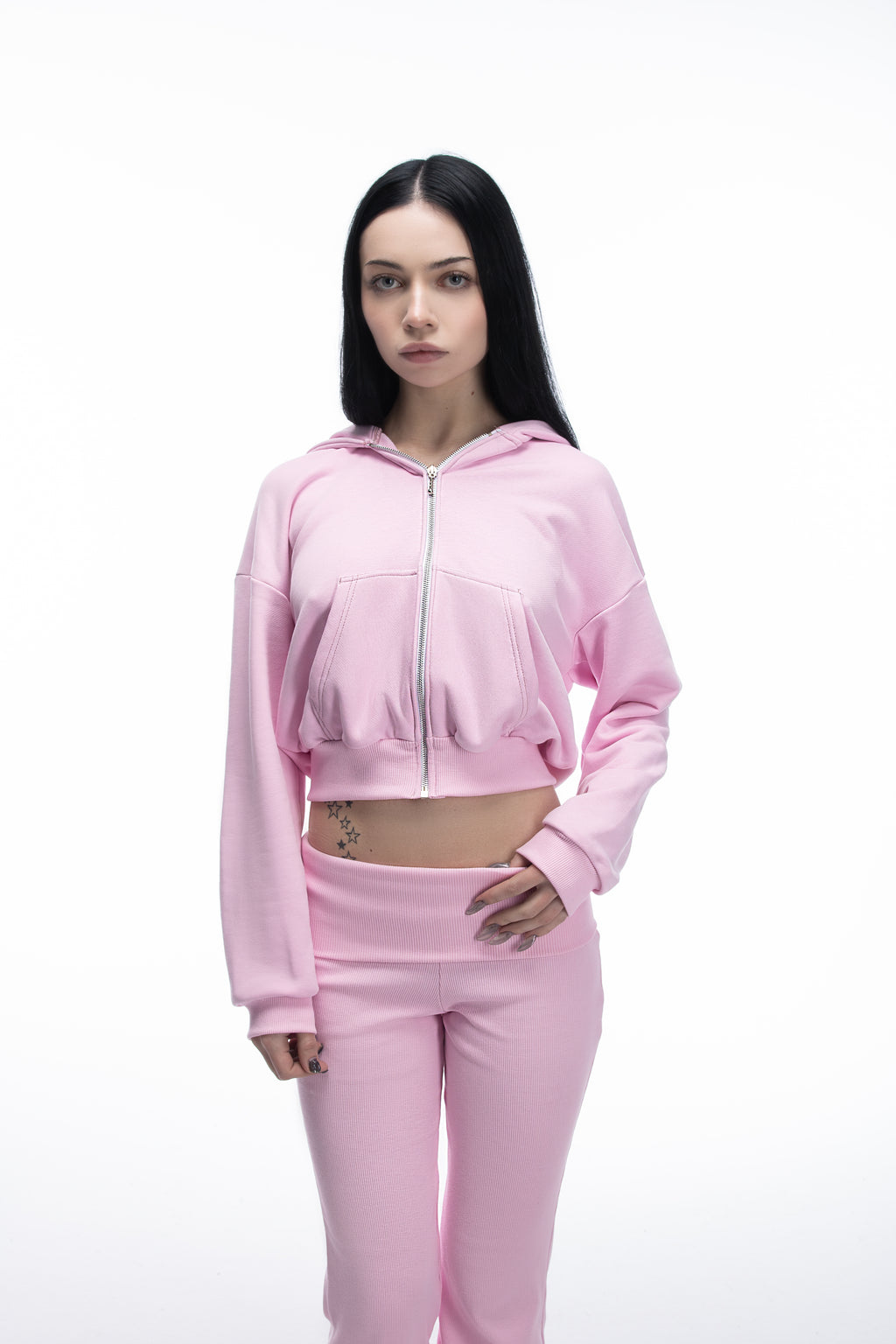 ASH CROPPED ZIP HOODIE