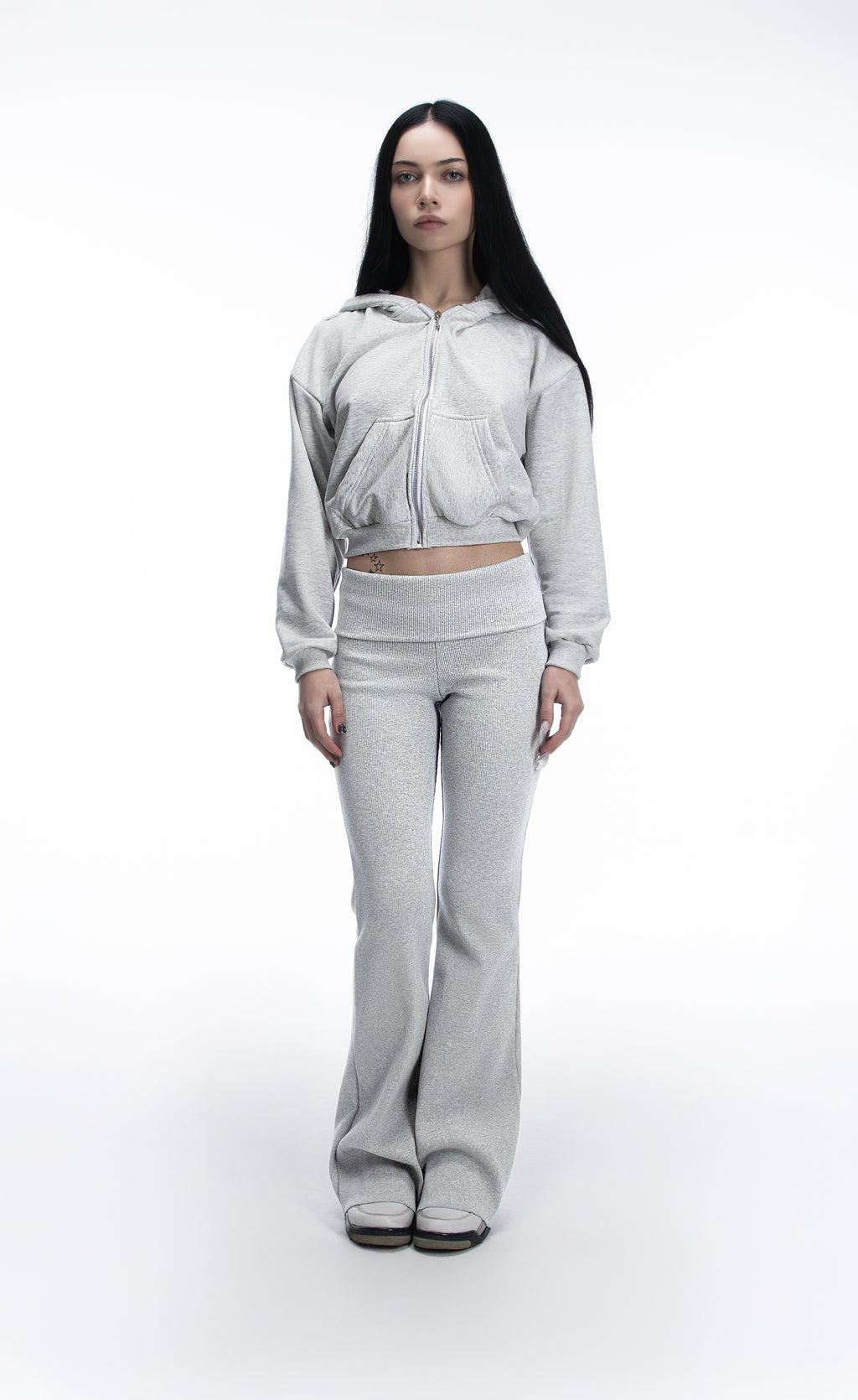ASH CROPPED ZIP HOODIE